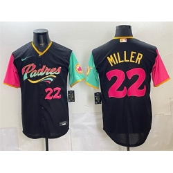 Men San Diego Padres  22 Mason Miller 2022 Black City Connect Cool Base Stitched Baseball Jersey