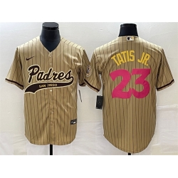 Men San Diego Padres 23 Fernando Tatis Jr  Tan Cool Base Stitched Baseball Jersey
