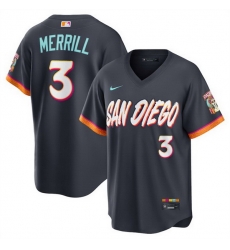 Men San Diego Padres  3 Jackson Merrill Obsidian 2026 City Connect Stadium Stitched Baseball Jersey