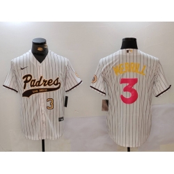 Men San Diego Padres 3 Jackson Merrill white Cool Base Stitched Baseball Jersey 002