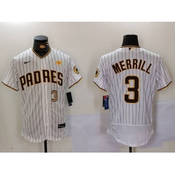 Men San Diego Padres 3 Jackson Merrill white Cool Base Stitched Baseball Jersey 011