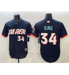 Men San Diego Padres 34 Michael King Obsidian 2026 City Connect Stadium Stitched Baseball Jersey Men San Diego Padres 34 Michael King Obsidian 2026 City Connect Stadium Stitched Baseball Jersey