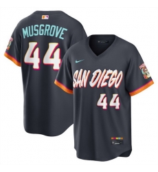 Men San Diego Padres 44 Joe Musgrove Obsidian 2026 City Connect Stadium Stitched Baseball Jersey Men San Diego Padres 44 Joe Musgrove Obsidian 2026 City Connect Stadium Stitched Baseball Jersey