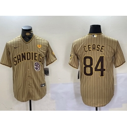 Men San Diego Padres 84 Dylan Cease Tan Cool Base Stitched Baseball Jersey 1