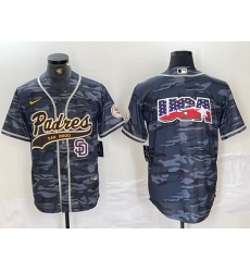 Men San Diego Padres Blank Gray Camo Cool Base Stitched Baseball Jersey 5