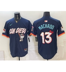 Men San Diego Padres X Hello Kitty  13 Manny Machado Obsidian 2026 City Connect Stadium Stitched Baseball Jersey