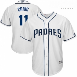 Mens Majestic San Diego Padres 11 Allen Craig Replica White Home Cool Base MLB Jersey 