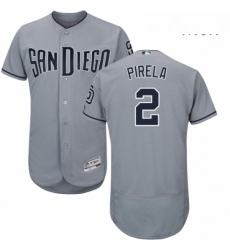 Mens Majestic San Diego Padres 2 Jose Pirela Authentic Grey Road Cool Base MLB Jersey 