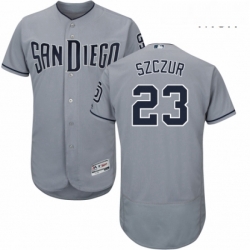 Mens Majestic San Diego Padres 23 Matt Szczur Authentic Grey Road Cool Base MLB Jersey 