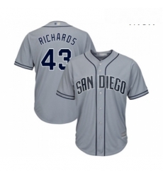 Mens San Diego Padres 43 Garrett Richards Replica Grey Road Cool Base Baseball Jersey 