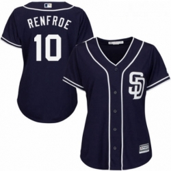 Womens Majestic San Diego Padres 10 Hunter Renfroe Replica Navy Blue Alternate 1 Cool Base MLB Jersey 