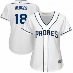 Womens Majestic San Diego Padres 18 Austin Hedges Authentic White Home Cool Base MLB Jersey 