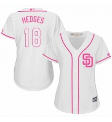 Womens Majestic San Diego Padres 18 Austin Hedges Replica White Fashion Cool Base MLB Jersey 