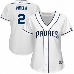 Womens Majestic San Diego Padres 2 Jose Pirela Replica White Home Cool Base MLB Jersey 