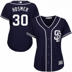 Womens Majestic San Diego Padres 30 Eric Hosmer Replica Navy Blue Alternate 1 Cool Base MLB Jersey 