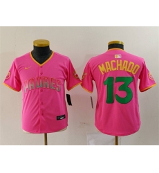 Youth San Diego Padres 13 Manny Machado Pink Stitched Baseball Jersey