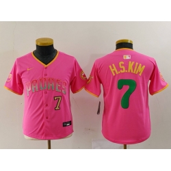 Youth San Diego Padres 7 Ha Seong Kim Pink Stitched Baseball Jersey 1