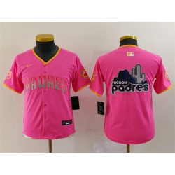 Youth San Diego Padres Team Big Logo Pink Stitched Baseball Jersey 2