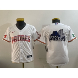 Youth San Diego Padres Team Big Logo White Mexico Cool Base Stitched Baseball Jersey