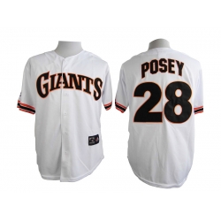 Men Mitchell and Ness San Francisco Giants Buster Posey #28 White Throwback MLB Jersey