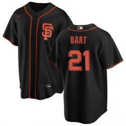 Men San Francisco Giants 21 Joey Bart Black Cool Base Stitched Jersey