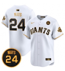 Men San Francisco Giants 24 Willie Mays White Gold Stitched Baseball Jersey
