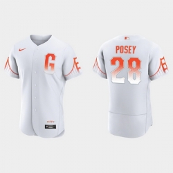 Men San Francisco Giants 28 Buster Posey Men 2021 City Connect Authentic White Jersey