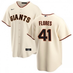 Men San Francisco Giants 41 Wilmer Flores Cream Cool Base Stitched Jersey