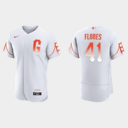 Men San Francisco Giants 41 Wilmer Flores Men 2021 City Connect Authentic White Jersey