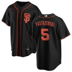 Men San Francisco Giants 5 Mike Yastrzemski Black Cool Base Stitched Jersey