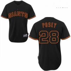 Mens Majestic San Francisco Giants 28 Buster Posey Replica Black Fashion MLB Jersey