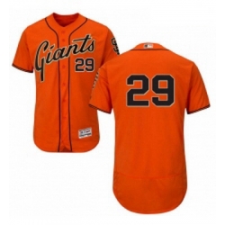 Mens Majestic San Francisco Giants 29 Jeff Samardzija Orange Alternate Flex Base Authentic Collection MLB Jersey