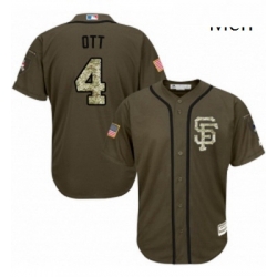 Mens Majestic San Francisco Giants 4 Mel Ott Replica Green Salute to Service MLB Jersey