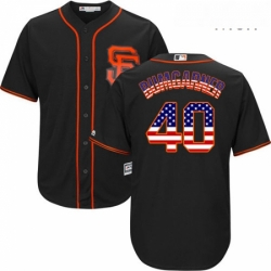 Mens Majestic San Francisco Giants 40 Madison Bumgarner Authentic Black USA Flag Fashion MLB Jersey