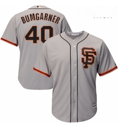 Mens Majestic San Francisco Giants 40 Madison Bumgarner Replica Grey Road 2 Cool Base MLB Jersey