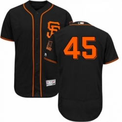 Mens Majestic San Francisco Giants 45 Derek Holland Black Alternate Flex Base Authentic Collection MLB Jersey