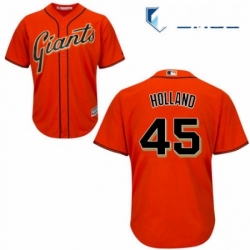 Mens Majestic San Francisco Giants 45 Derek Holland Replica Orange Alternate Cool Base MLB Jersey 