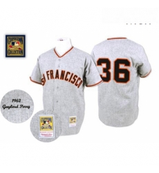 Mens Mitchell and Ness 1962 San Francisco Giants 36 Gaylord Perry Authentic Grey Throwback MLB Jersey