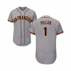 Mens San Francisco Giants 1 Kevin Pillar Grey Road Flex Base Authentic Collection Baseball Jersey