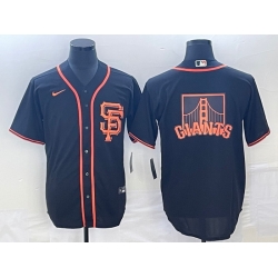 Men's San Francisco Giants Black Team Big Logo Cool Base Stitched Baseball Jersey