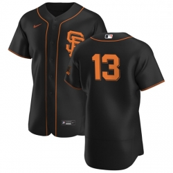 San Francisco Giants 13 Austin Slater Men Nike Black Alternate 2020 Authentic Player MLB Jersey