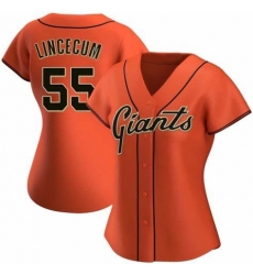 Women San Francisco Giants Tim Lincecum 55 Orange Stitched Cool Base MLB Jersey