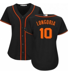 Womens Majestic San Francisco Giants 10 Evan Longoria Replica Black Alternate Cool Base MLB Jersey 