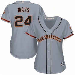 Womens Majestic San Francisco Giants 24 Willie Mays Authentic Grey Road Cool Base MLB Jersey