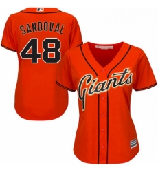 Womens Majestic San Francisco Giants 48 Pablo Sandoval Authentic Orange Alternate Cool Base MLB Jersey 