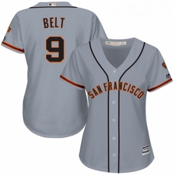 Womens Majestic San Francisco Giants 9 Brandon Belt Authentic Grey Road Cool Base MLB Jersey