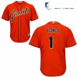 Youth Majestic San Francisco Giants 1 Gregor Blanco Authentic Orange Alternate Cool Base MLB Jersey 