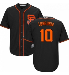 Youth Majestic San Francisco Giants 10 Evan Longoria Replica Black Alternate Cool Base MLB Jersey 