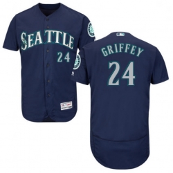 Men 24 Ken Griffey Jr Seattle Mariners Navy FLex Base Jersey