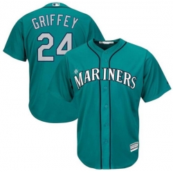 Men Mariners 24 Ken Griffey cyan blue Cool Base  jersey